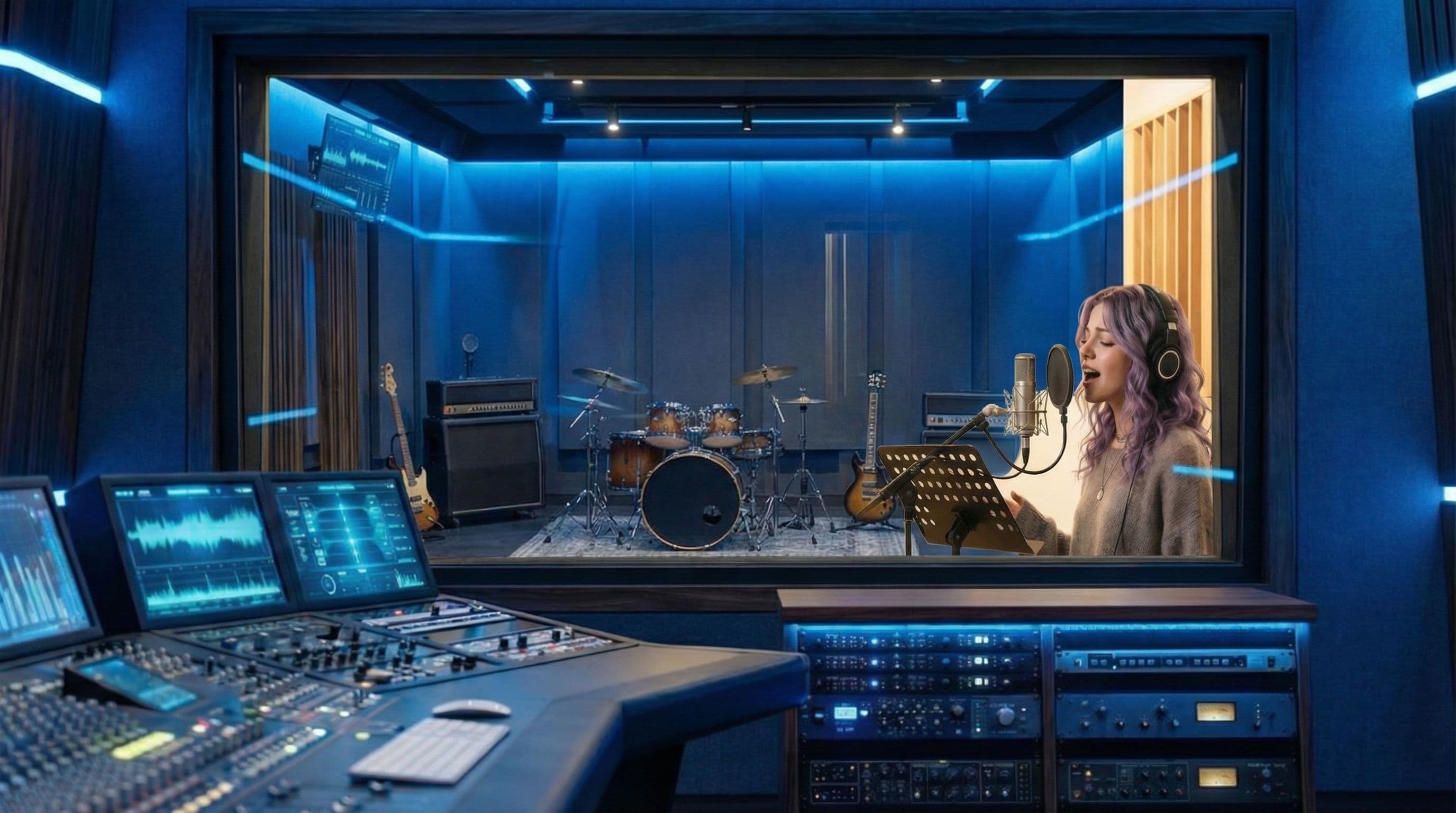 Luna Grey in the recording studio