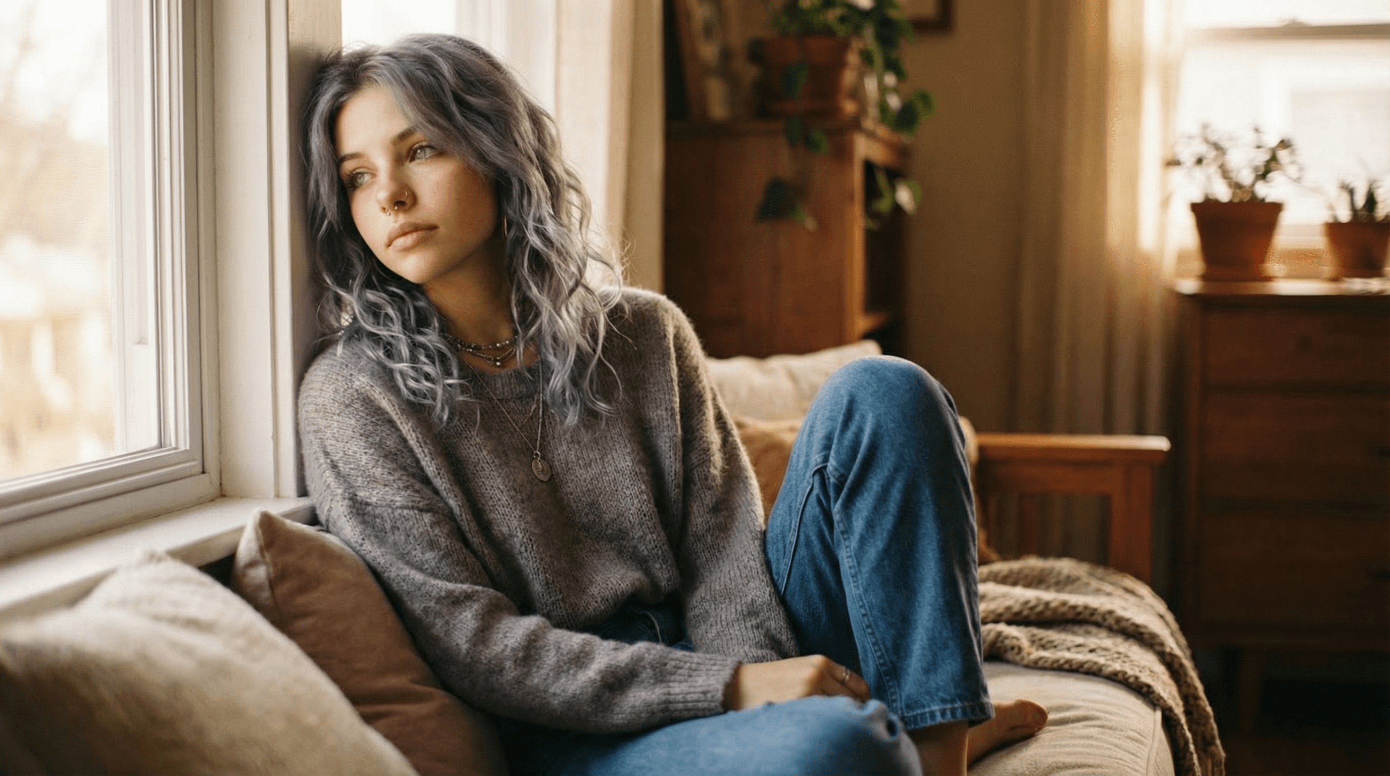 Luna Grey cozy indoor lifestyle